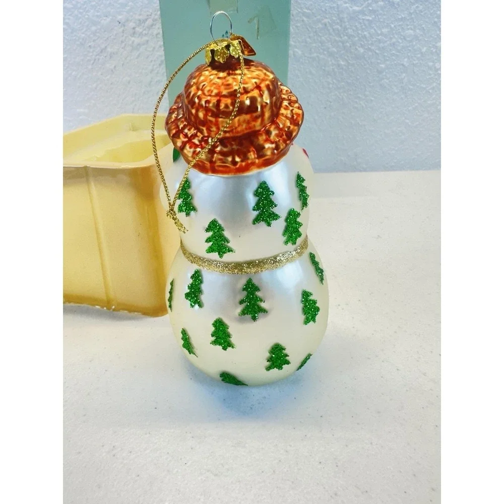 Vintage Party Lite P7632 Snowbell Snowman Mom Glass Ornament Partylite Christmas
